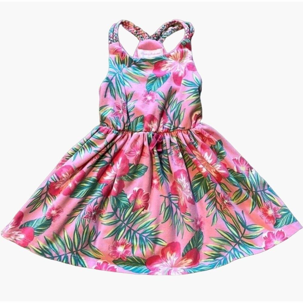 Tommy Bahama 2T Pink Palm Hibiscus Flower dress with Shorts 2 sets Twins multipl